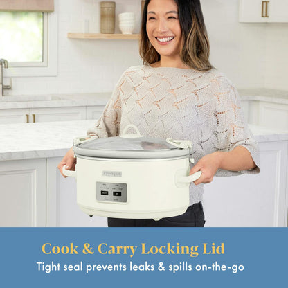 Crock-Pot® 7 Qt. Cook & Carry Programmable Slow Cooker with Carry Bag, Oat Milk Cream