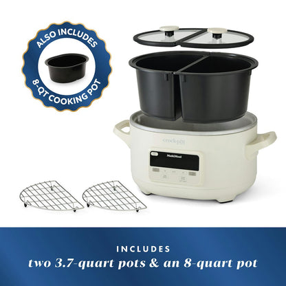 Crock-Pot® MultiMeal Multicooker and Programmable Slow Cooker, With Extra 8-Qt. Cooking Pot, Oat Milk