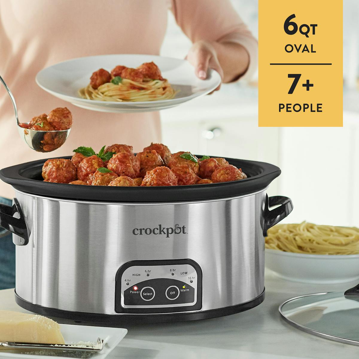 Crock-Pot® One Touch Control 6-Quart Easy-to-Clean Slow Cooker, Stainless Steel
